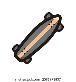 Longboard illustration icon.Simple vector outline, clipart for graphic design.