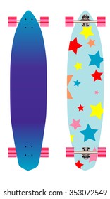 Longboard isolated white background. Stars design.