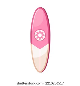 Longboard of Malibu type, rounded shape. Long board for water sport. Surfboard for swimming, wave surfing, summer activity, above view. Flat graphic vector illustration isolated on white background