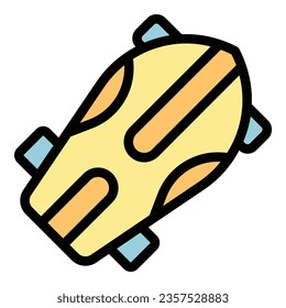 Longboard shape icon outline vector. Deck equipment. Street sport color flat