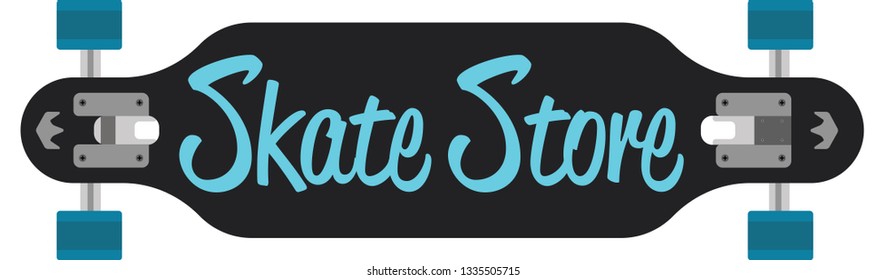 Longboard with Skate Store text