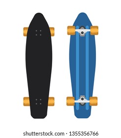 Longboard top and 
bottom view - vector