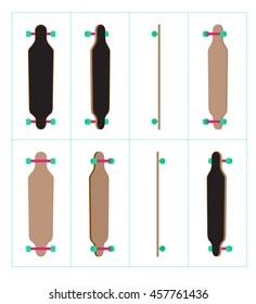 Longboard Vector Illustration, Flat Skateboard Rotate Animation.
Longboard Sequence Sprite Sheet