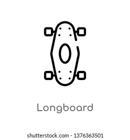 longboard vector line icon. Simple element illustration. longboard outline icon from transport concept. Can be used for web and mobile