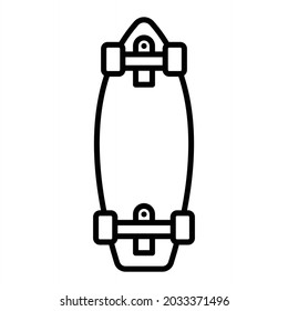 Longboard Vector Outline Icon Isolated On White Background

