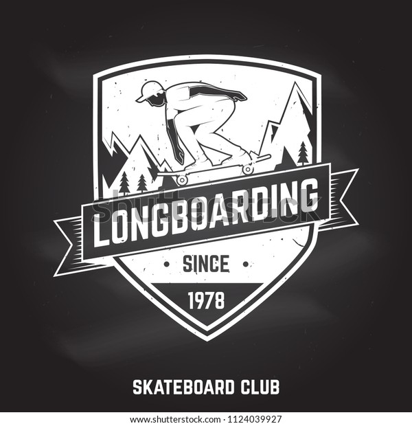 Longboarding Sign On Chalkboard Vector Illustration Stock Vector