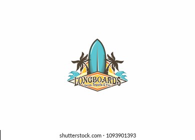 longboards surf logo icon vector