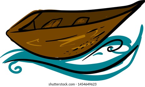 Longboat on water, illustration, vector on white background.