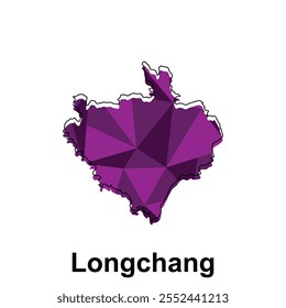 Longchang City map, map of China Country polygon style geometric simple design template, map on white background