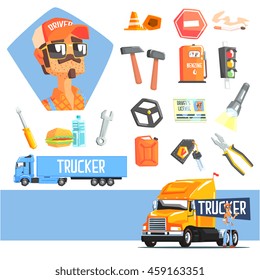 Long-Distance Truck Driver And Elements Related To This Job