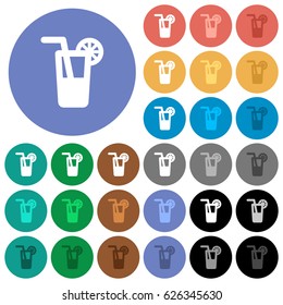 Longdrink multi colored flat icons on round backgrounds. Included white, light and dark icon variations for hover and active status effects, and bonus shades on black backgounds.
