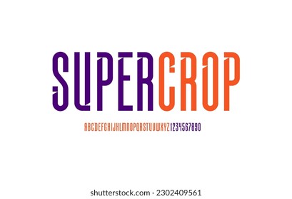 Longest font, high multi-colored alphabet, croppered letters and numbers made Internal angled serifs bevel type, for your designs logo, movie banner, cinema poster or newspaper, vector illustration 10