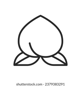 Langlebigkeit Pfirsichsymbol. Vektorlineare Illustration von asiatischen symbolischen Früchten, die Leben, Wohlstand und Gesundheit einschließen. Traditionelle Feier und gutes Glücksgefühl. Orientales Segen und Ritual Sign.