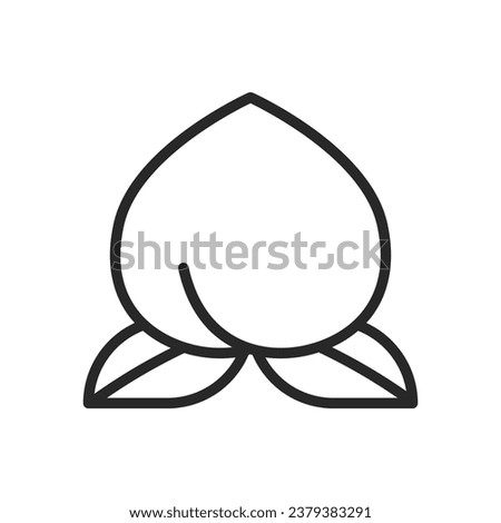 Longevity Peach Icon. Vector Linear Illustration of Asian Symbolic Fruit Embracing Life, Prosperity, and Health. Traditional Celebration and Good Fortune Emblem. Oriental Blessing and Ritual Sign.