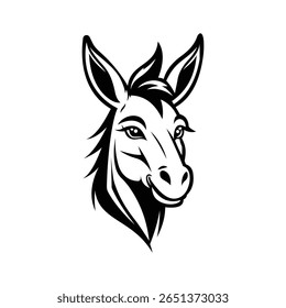 A long-faced glyph icon of donkey mascot head