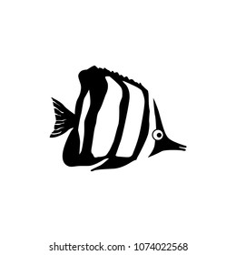 Long-Fished Butterfly.Fish vector icon