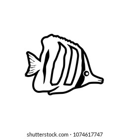 Long-Fished Butterfly.Fish vector icon