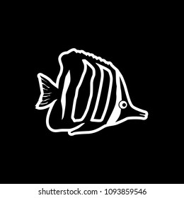 Long-Fished Butterfly.Fish vector icon