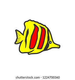 Long-Fished Butterfly.Fish vector icon