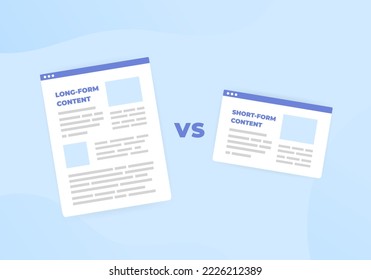 Long-Form vs Short-form content and SEO. Improve Website search ranking - SERP and get more traffic, backlinks, shares with Long form seo content.