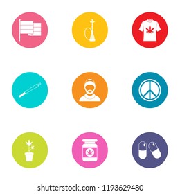 Longhair icons set. Flat set of 9 longhair vector icons for web isolated on white background