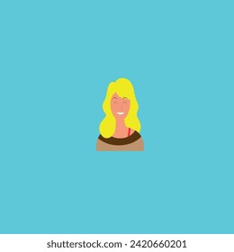 long-haired lady with blonde hair and brown clothes