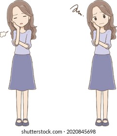 Una señora de pelo largo suspira. El patrón de la expresión es de dos tipos.