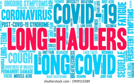 Long-Haulers word cloud on a white background. 