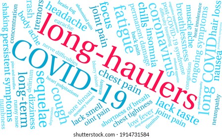 Long-Haulers word cloud on a white background. 