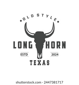 Logo d'animaux de la Corne Longue, illustration de Template simple minimaliste de Farm Retro Vintage Horn
