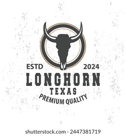 Logo d'animaux de la Corne Longue, illustration de Template simple minimaliste de Farm Retro Vintage Horn