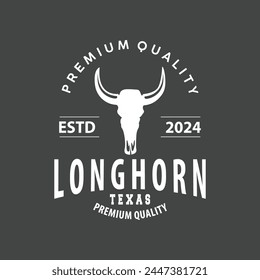 Logo d'animaux de la Corne Longue, illustration de Template simple minimaliste de Farm Retro Vintage Horn