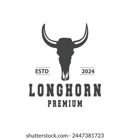 Logo d'animaux de la Corne Longue, illustration de Template simple minimaliste de Farm Retro Vintage Horn