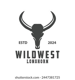 Logo d'animaux de la Corne Longue, illustration de Template simple minimaliste de Farm Retro Vintage Horn