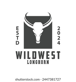 Logo d'animaux de la Corne Longue, illustration de Template simple minimaliste de Farm Retro Vintage Horn