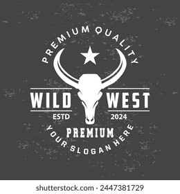 Logo d'animaux de la Corne Longue, illustration de Template simple minimaliste de Farm Retro Vintage Horn