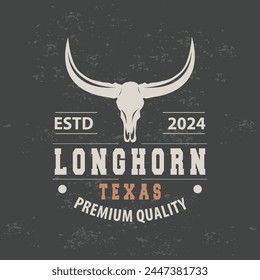 Logo d'animaux de la Corne Longue, illustration de Template simple minimaliste de Farm Retro Vintage Horn