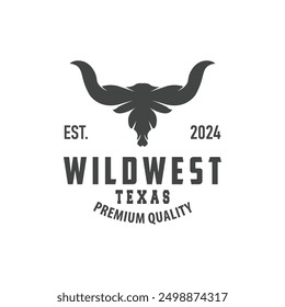 LongHorn Animal Logo Design, Farm Retro Vintage Horn Minimalist Simple Template Illustration