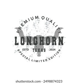 LongHorn Animal Logo Design, Farm Retro Vintage Horn Minimalist Simple Template Illustration