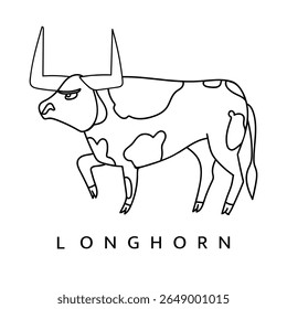 Longhorn. Animal symbol of Texas state. Agriculture. linear vector illustration. Logo template. Bull