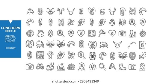 Longhorn Beetle Icon Set: