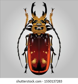 Longhorn beetle vector on gray background.