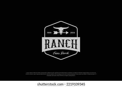 Longhorn buffalo, cow, bull logo design. Badge template for your business ranch