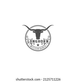 Longhorn Bull Buffalo Cow logo template vector in white background