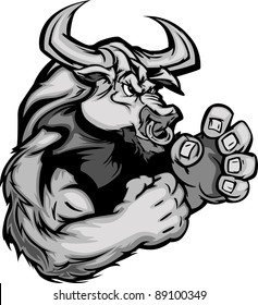 Longhorn Bull Fighting Mascot Body Vector Illustration