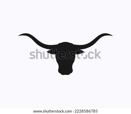 Longhorn Bull Head Silhouette Icon Vector Template