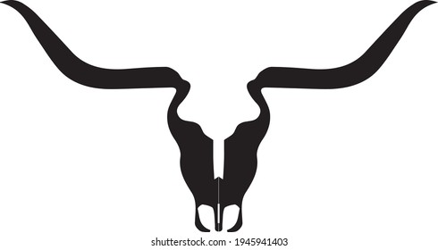 longhorn bull icon in black and white
