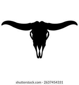 Longhorn Bull Skull Western Silhouette