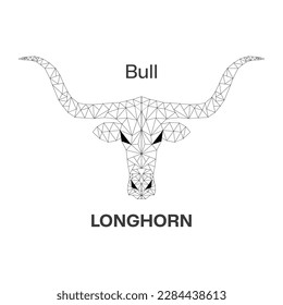 The Longhorn bull is a symbol of Texas. For a logo, banner, web, as a symbol. Long Horn Bull Buffalo Cow Cattle Head Toro Taurus logo design inspiration.