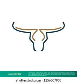 Longhorn Bull Vector Icon Logo Template Illustration Design. Vector EPS 10.